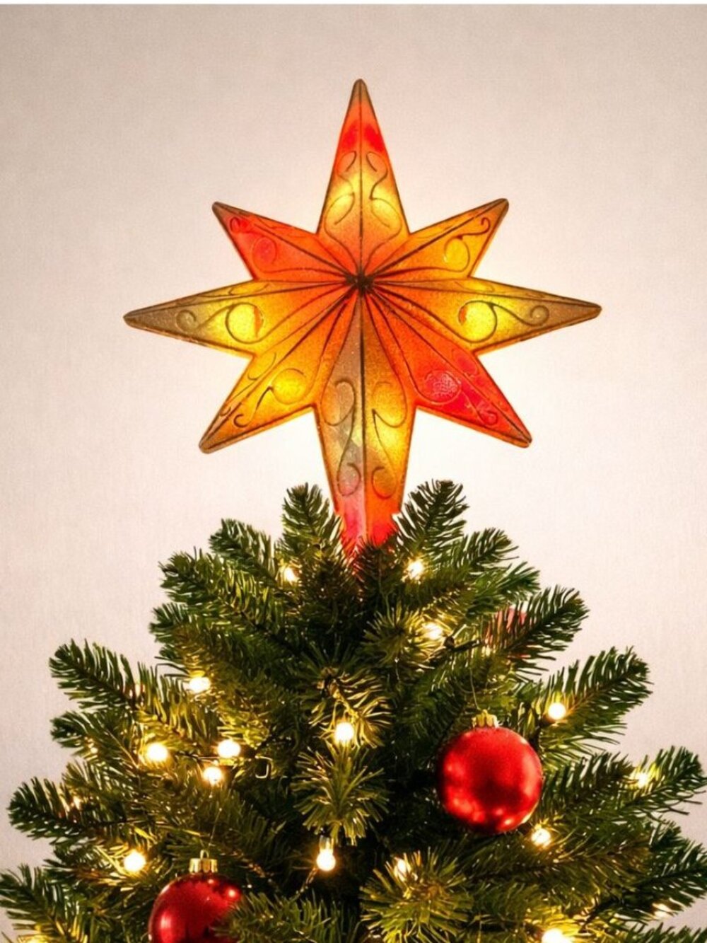 Christmas Bethlehem Star Tree Topper 10 Light Multicolor VTG Indoor Holiday Deco